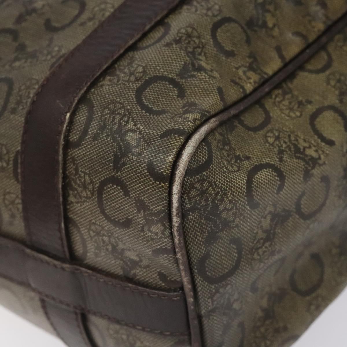 CELINE C Sulky Hand Bag PVC Dark Brown Gold Auth 114689