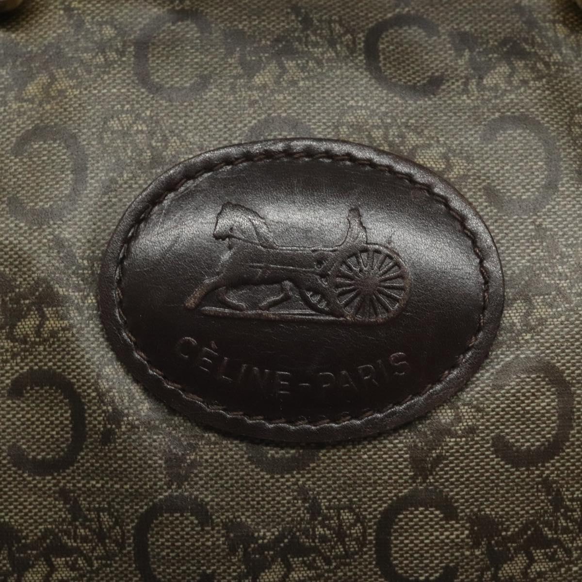 CELINE C Sulky Hand Bag PVC Dark Brown Gold Auth 114689