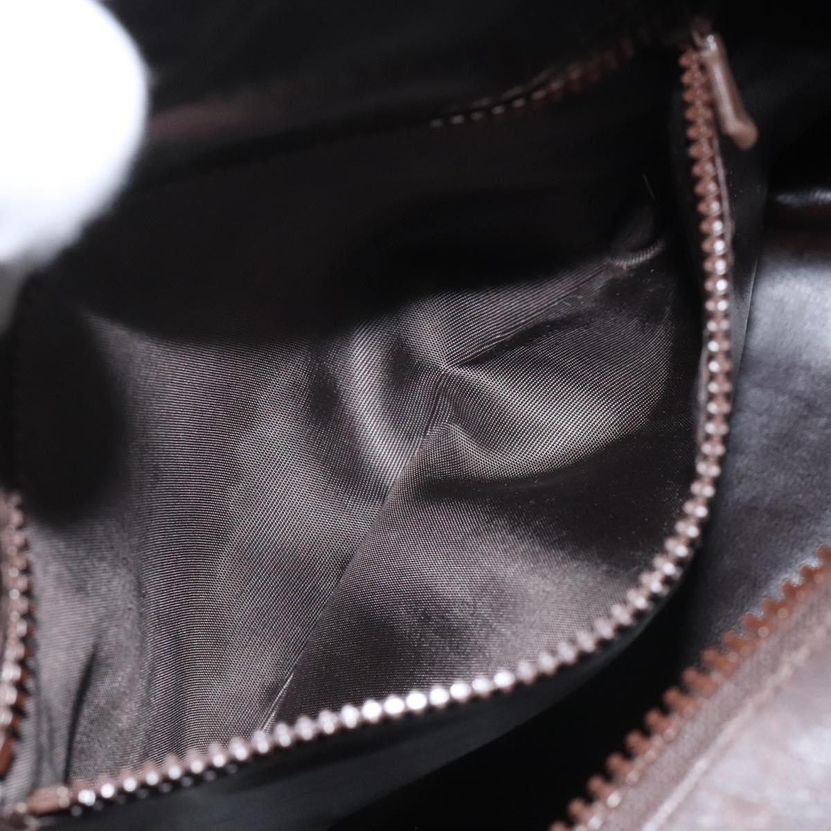 CELINE C Sulky Hand Bag PVC Dark Brown Gold Auth 114689