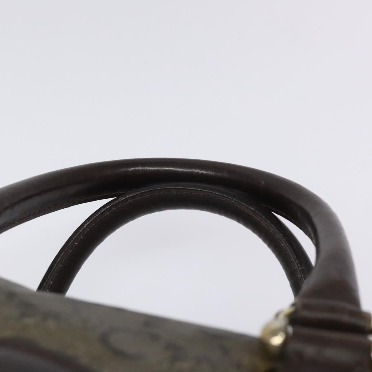 CELINE C Sulky Hand Bag PVC Dark Brown Gold Auth 114689