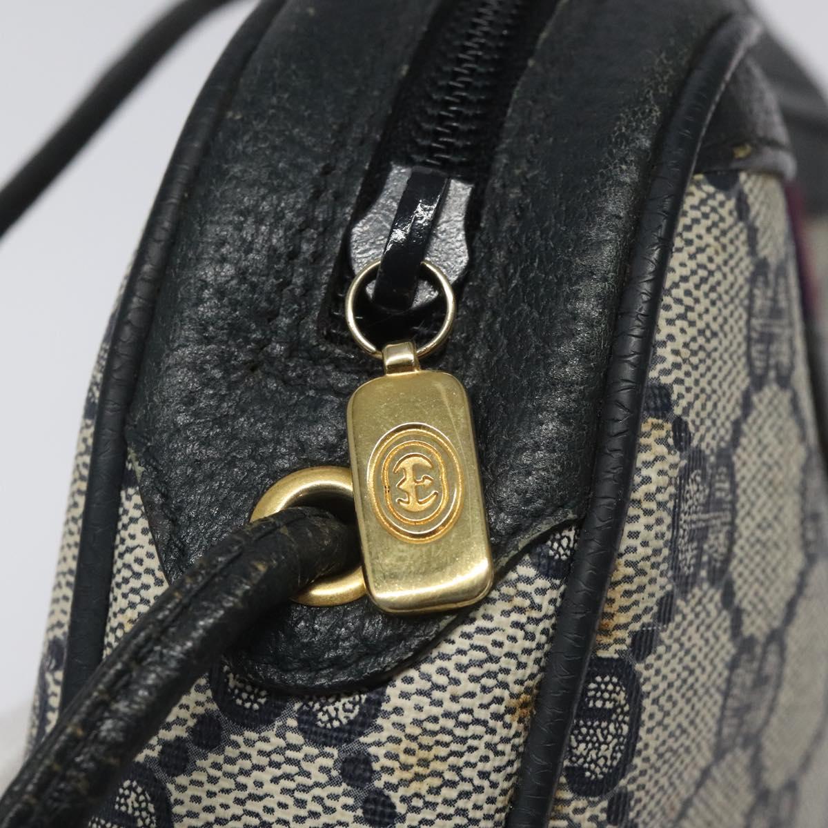 GUCCI GG Supreme Sherry Line Shoulder Bag PVC Navy Red 89 02 066 Auth 114713