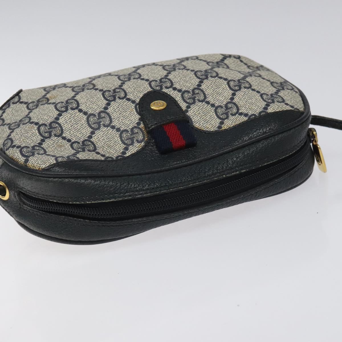 GUCCI GG Supreme Sherry Line Shoulder Bag PVC Navy Red 89 02 066 Auth 114713