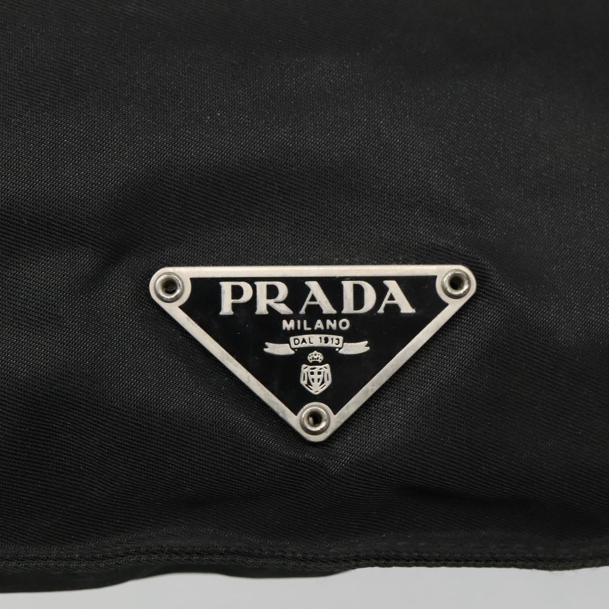 PRADA Shoulder Bag Nylon Black Silver Auth 114724