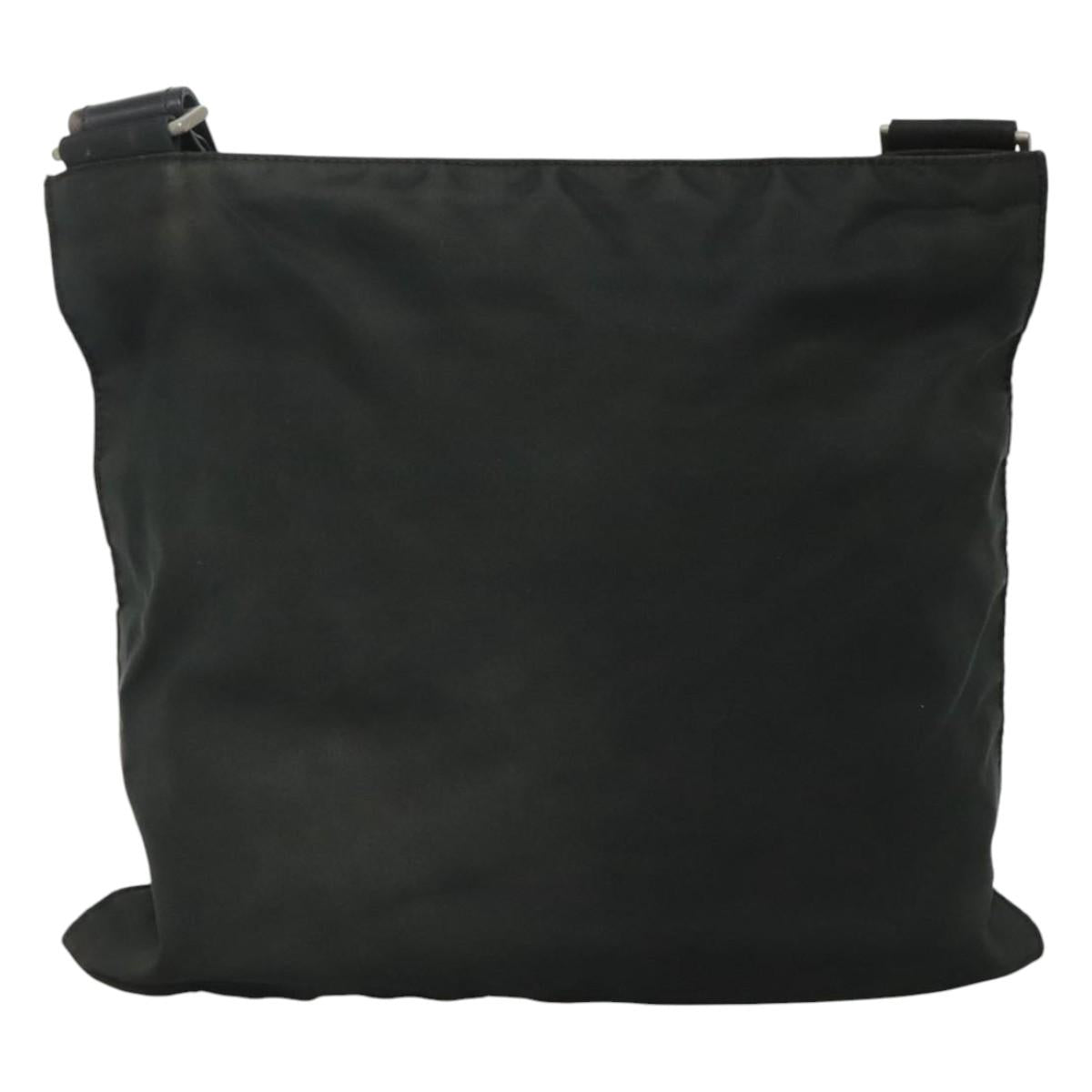 PRADA Shoulder Bag Nylon Black Silver Auth 114724