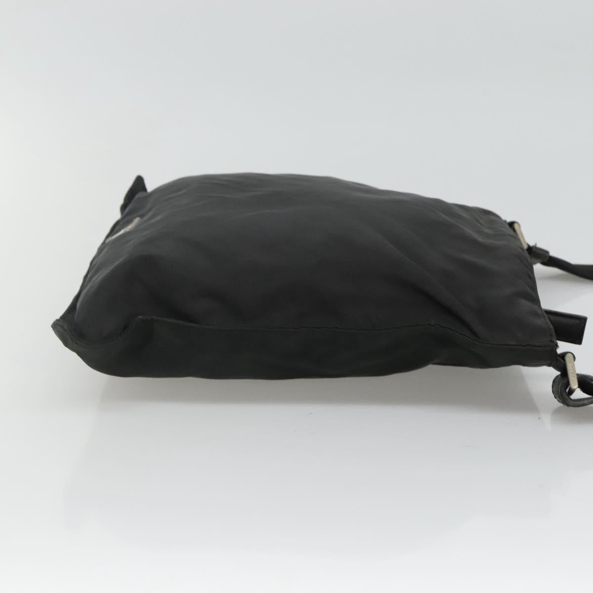 PRADA Shoulder Bag Nylon Black Silver Auth 114724