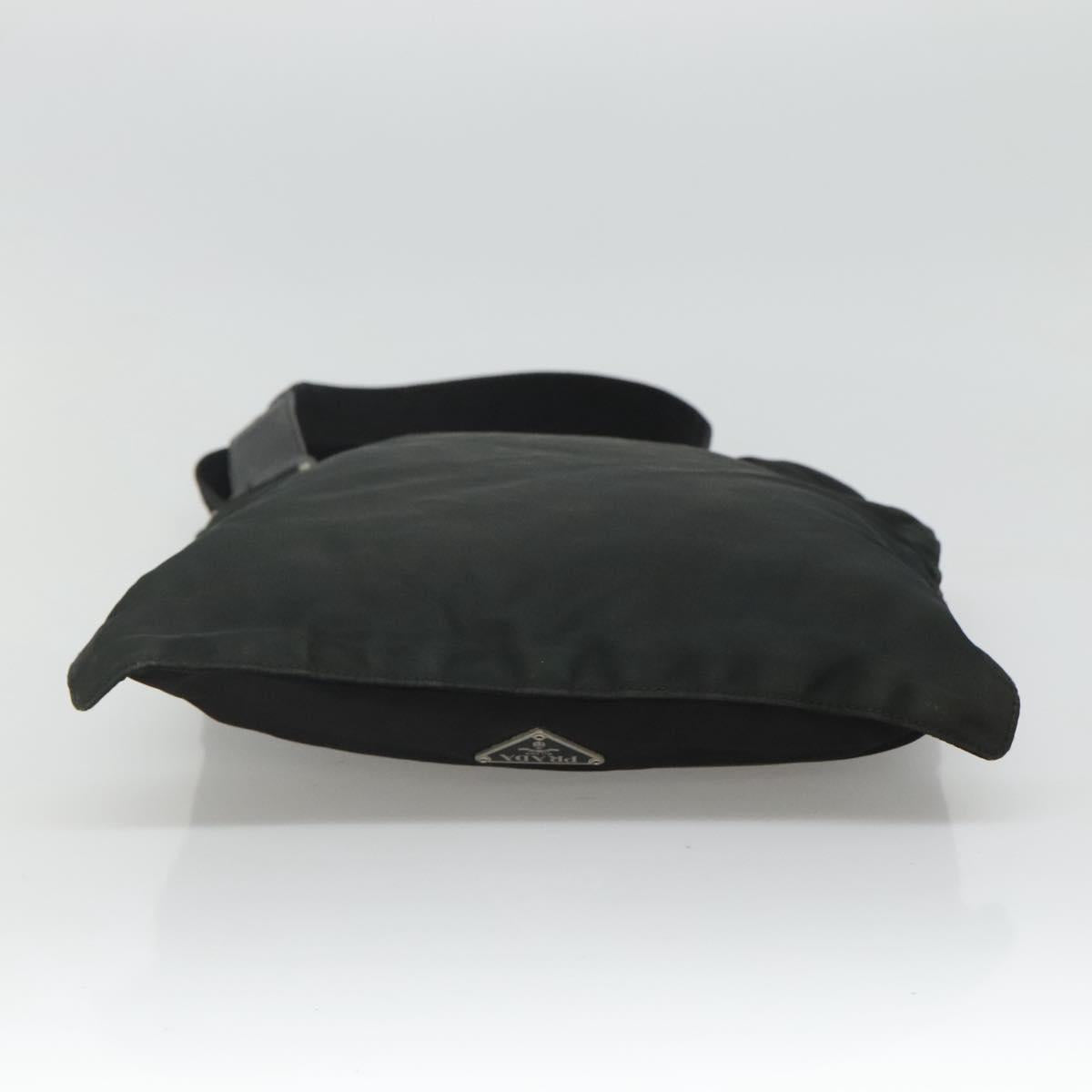 PRADA Shoulder Bag Nylon Black Silver Auth 114724