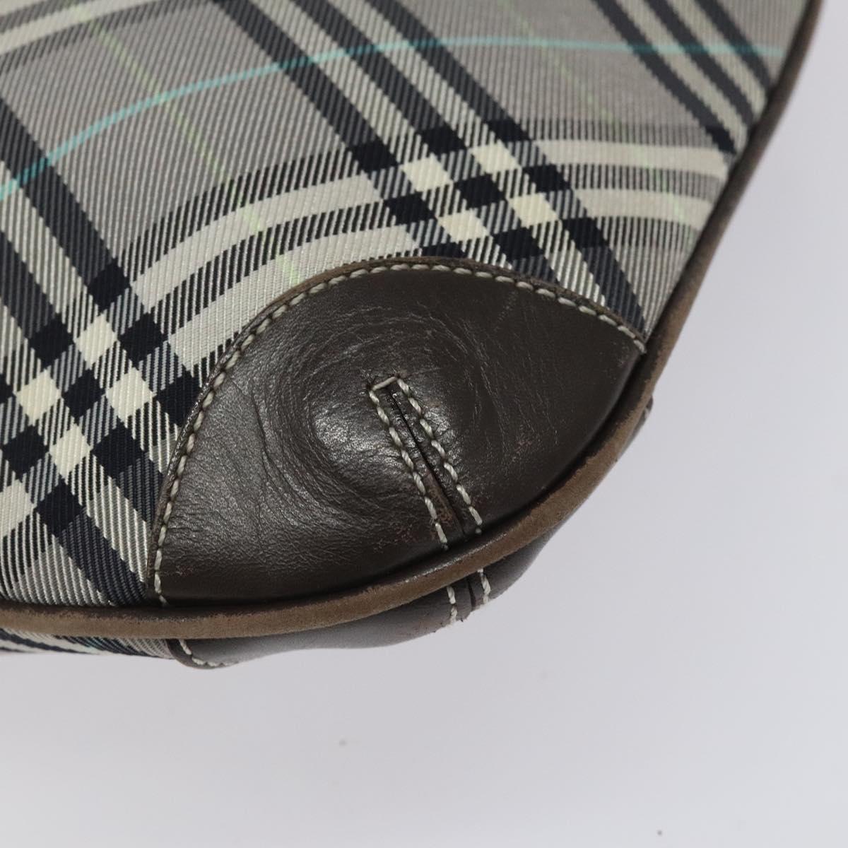 BURBERRY Nova Check Blue Label Shoulder Bag Nylon Gray Auth 114736