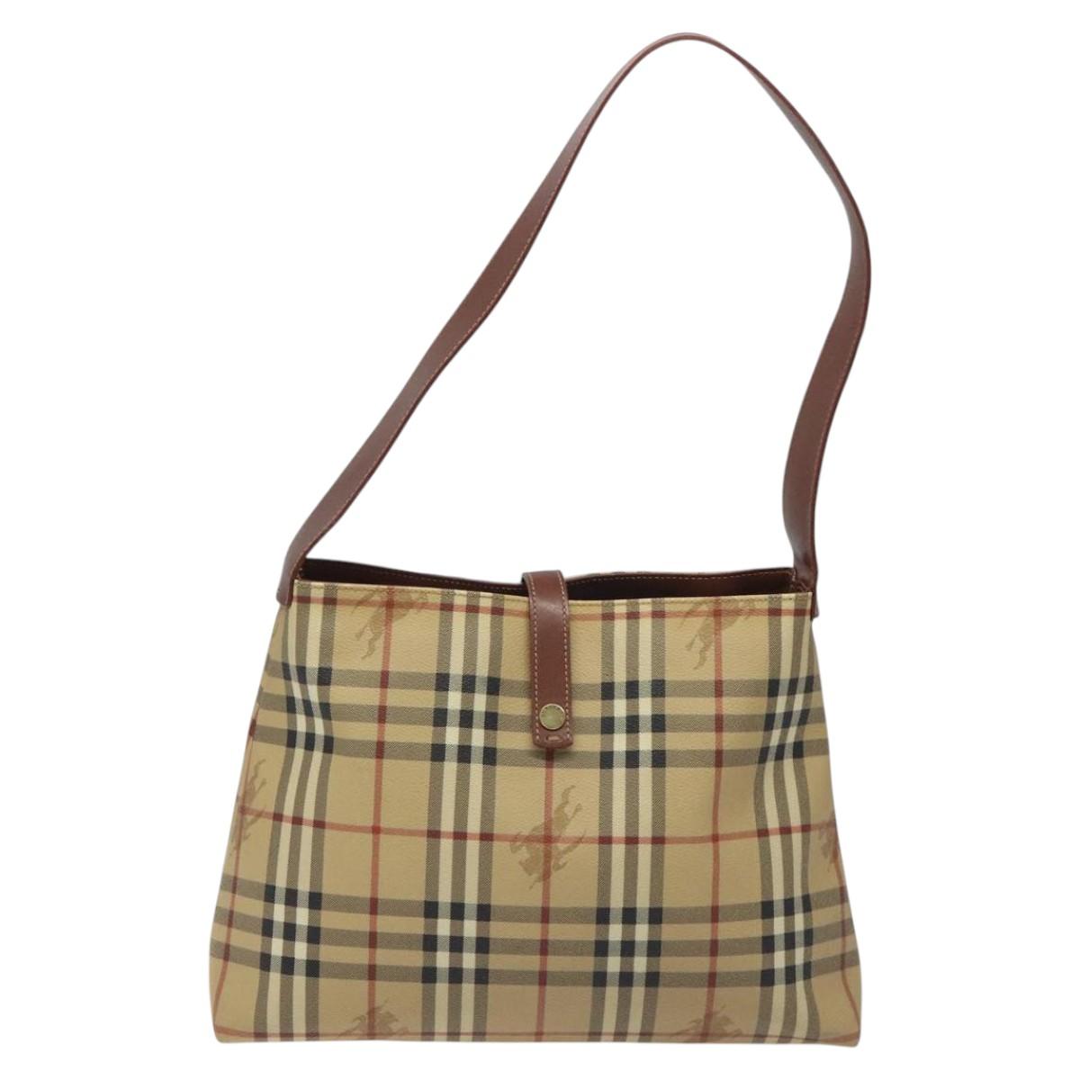BURBERRY Nova Check Shoulder Bag PVC Beige Auth 114737