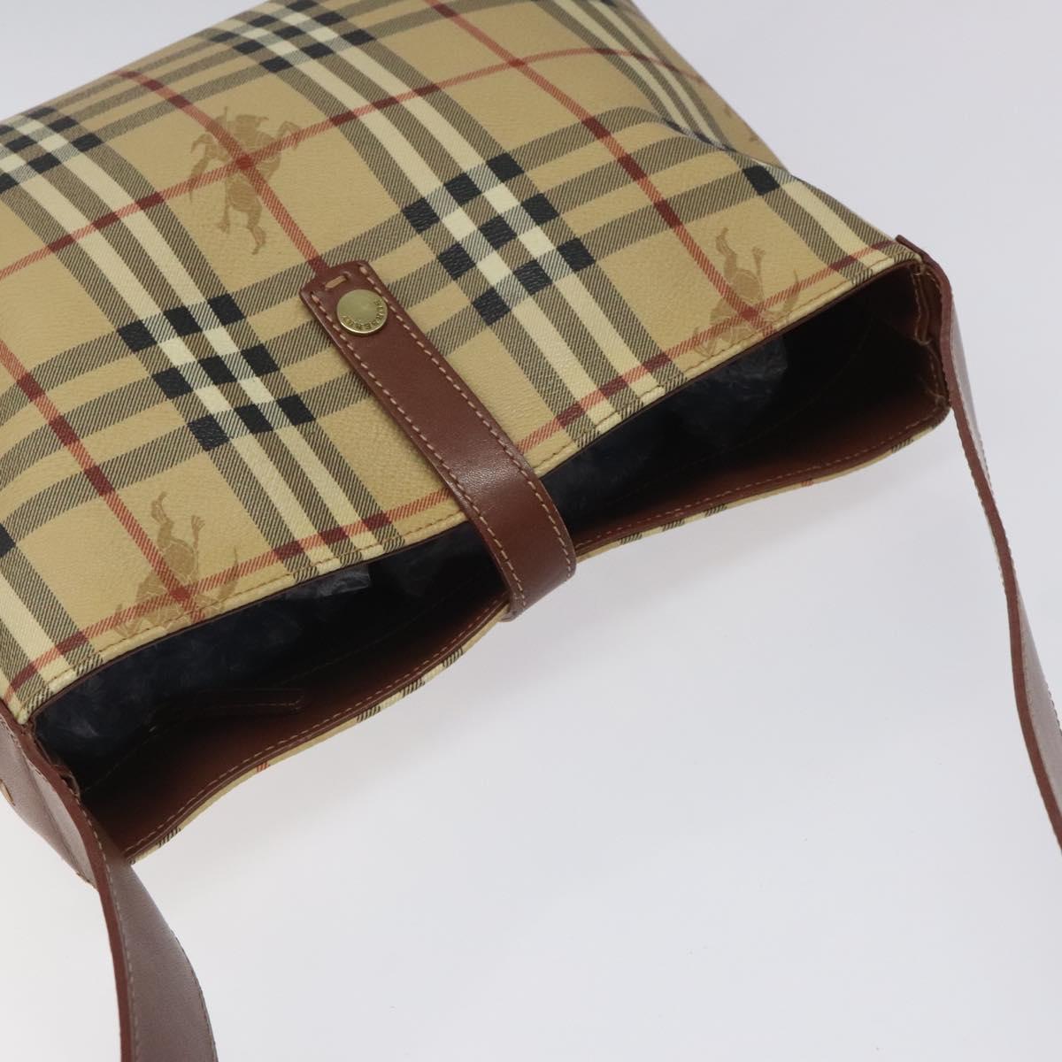 BURBERRY Nova Check Shoulder Bag PVC Beige Auth 114737