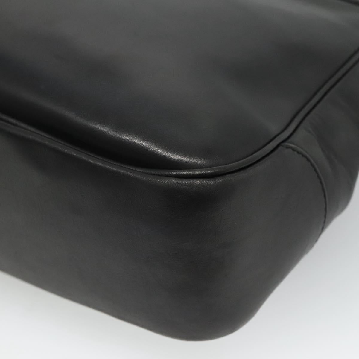 Salvatore Ferragamo Gancini Shoulder Bag Leather Black Silver Auth 114751