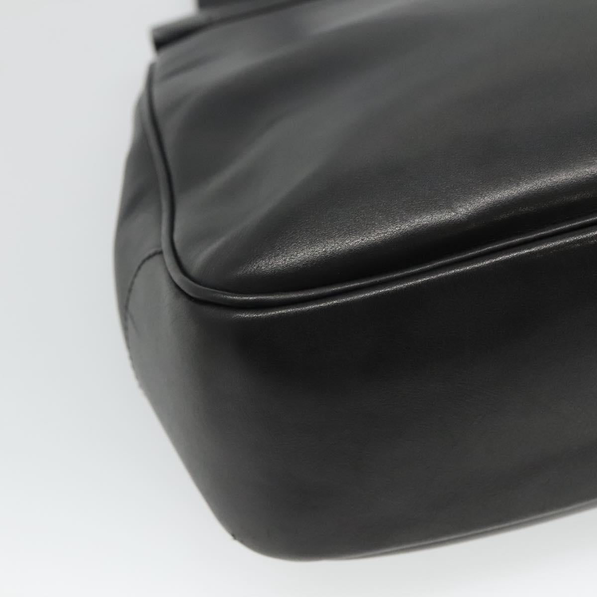 Salvatore Ferragamo Gancini Shoulder Bag Leather Black Silver Auth 114751