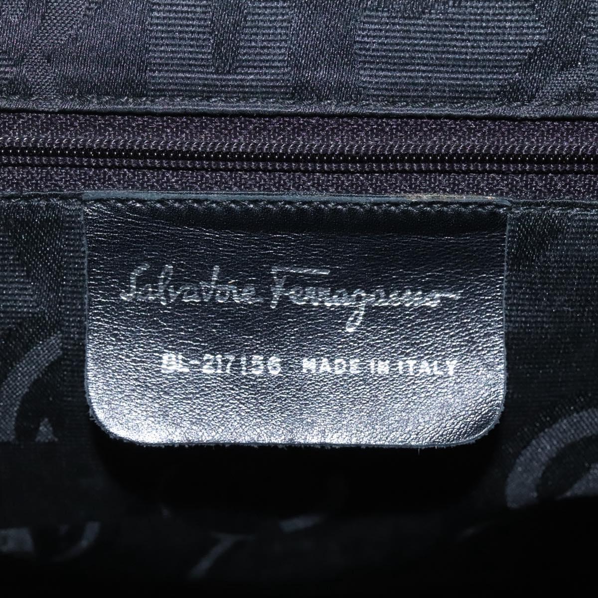 Salvatore Ferragamo Gancini Shoulder Bag Leather Black Silver Auth 114751