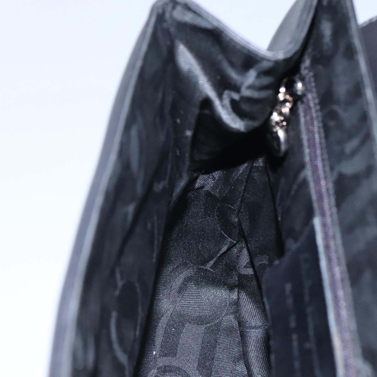 Salvatore Ferragamo Gancini Shoulder Bag Leather Black Silver Auth 114751