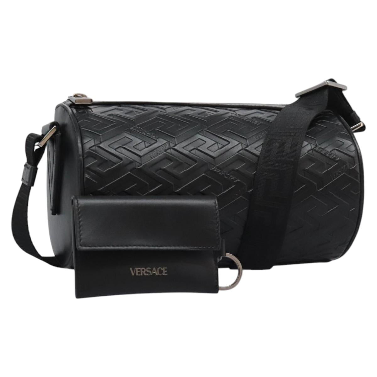 VERSACE Shoulder Bag Leather Black Auth 114763