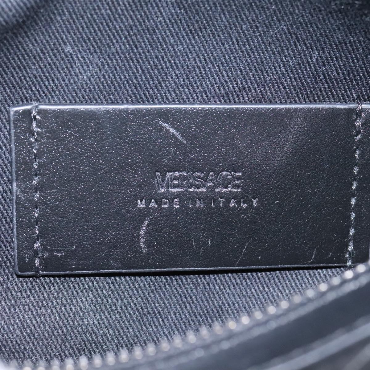 VERSACE Shoulder Bag Leather Black Auth 114763