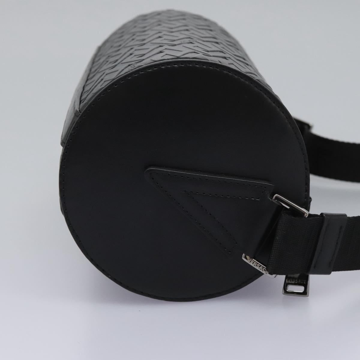 VERSACE Shoulder Bag Leather Black Auth 114763