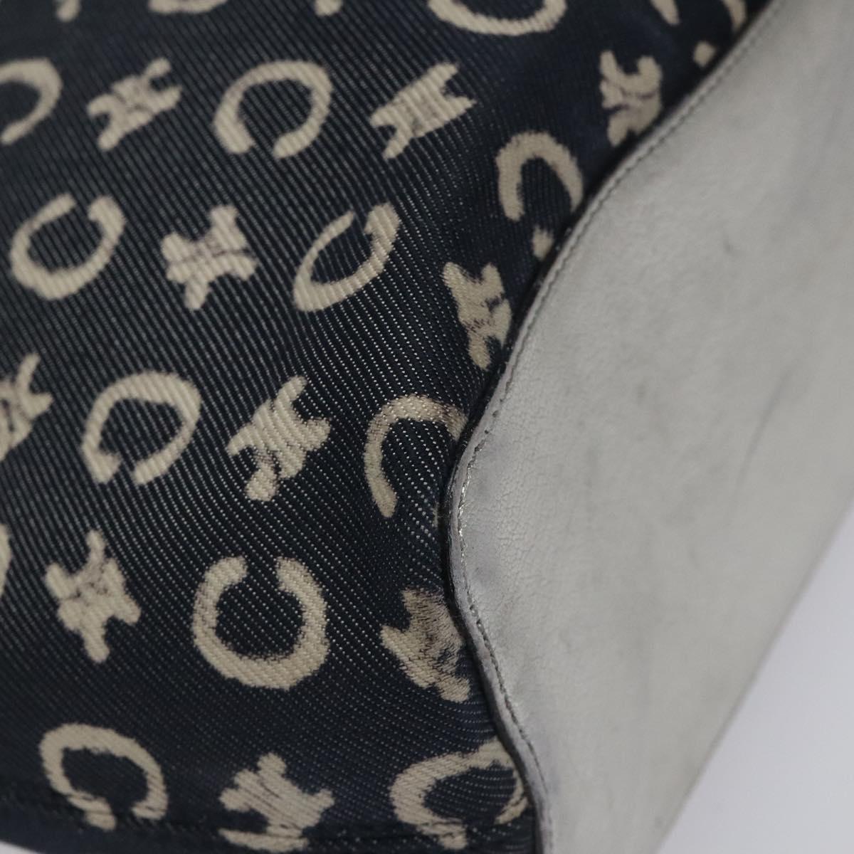 CELINE C Sulky Circle Shoulder Bag Canvas Navy Clear Auth 114765