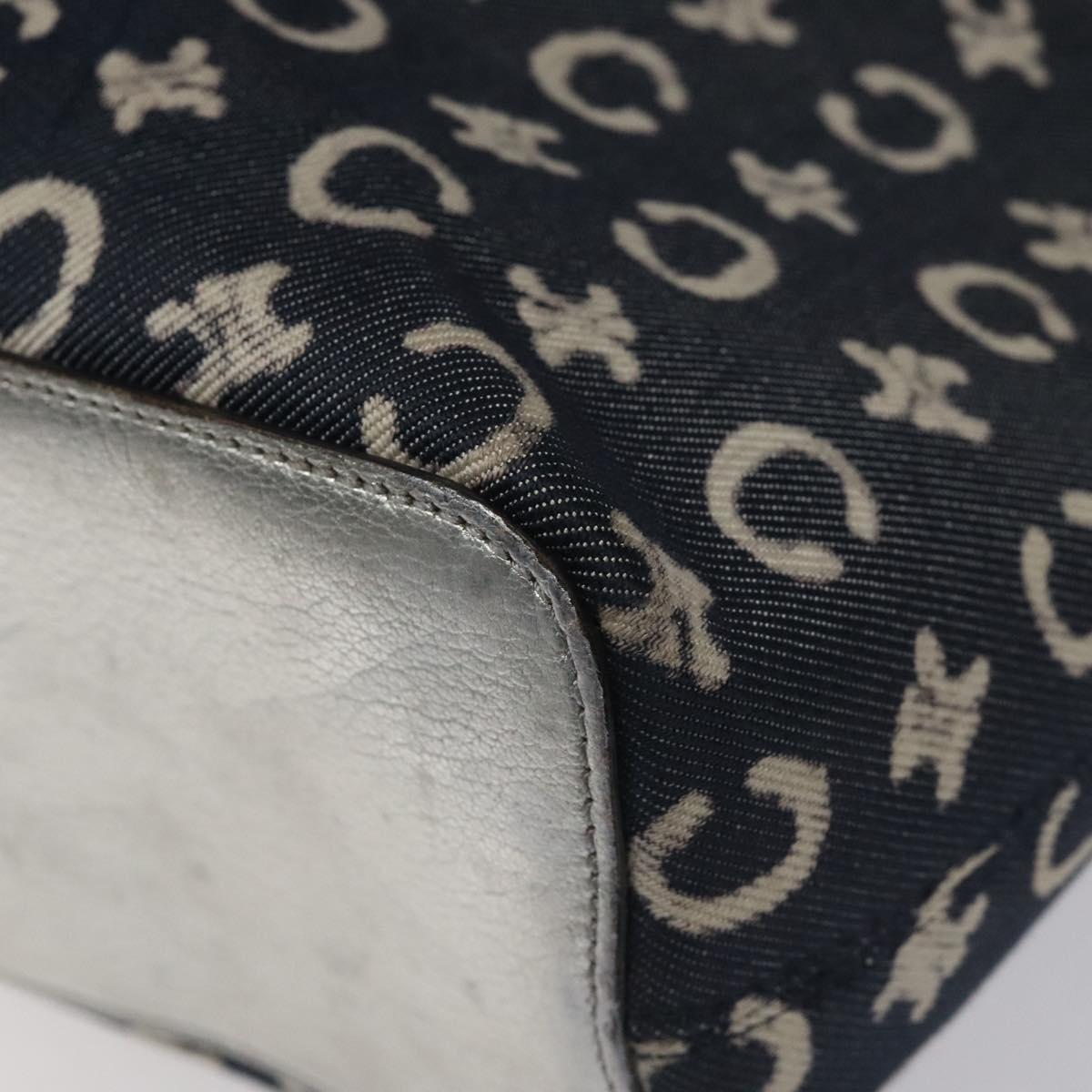 CELINE C Sulky Circle Shoulder Bag Canvas Navy Clear Auth 114765