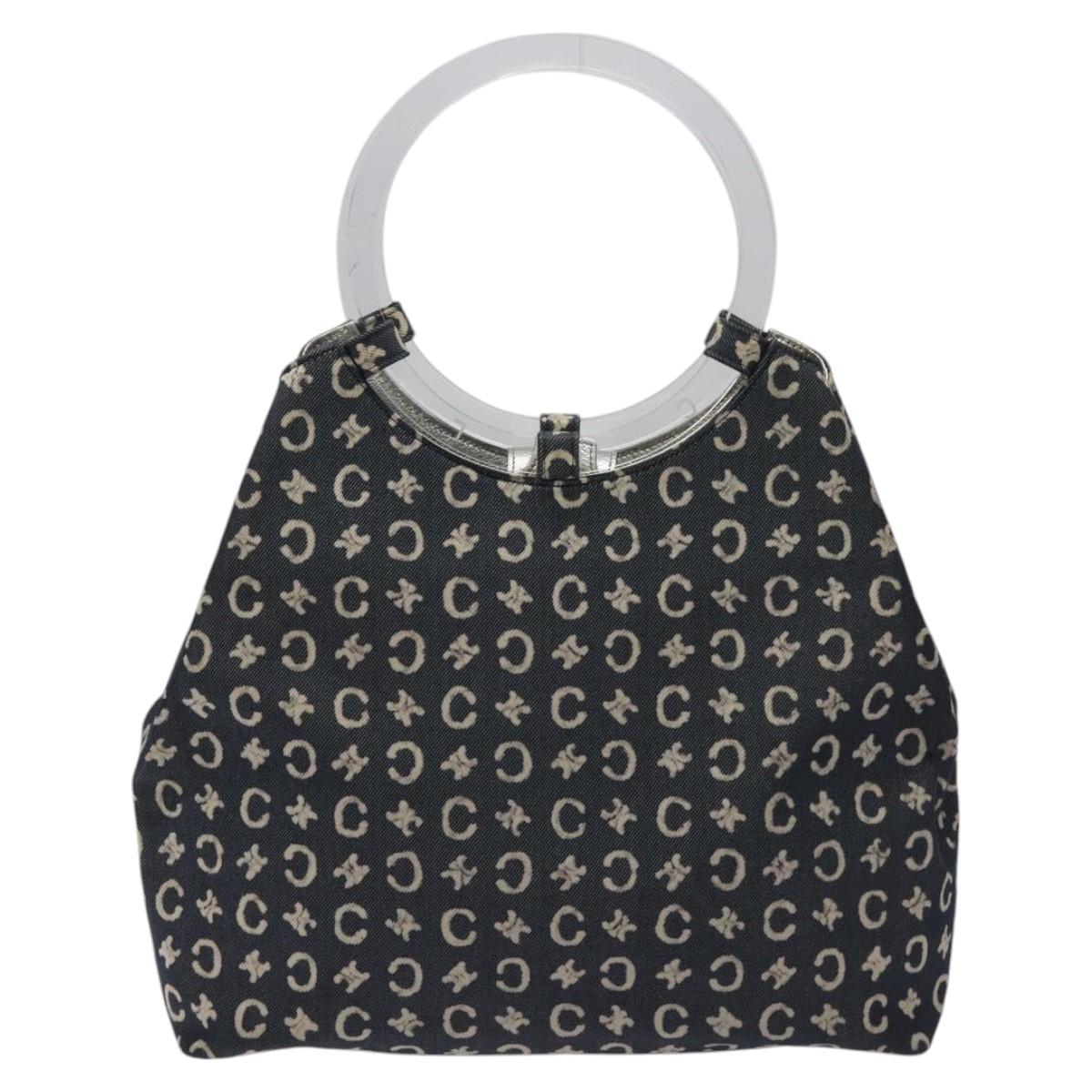 CELINE C Sulky Circle Shoulder Bag Canvas Navy Clear Auth 114765