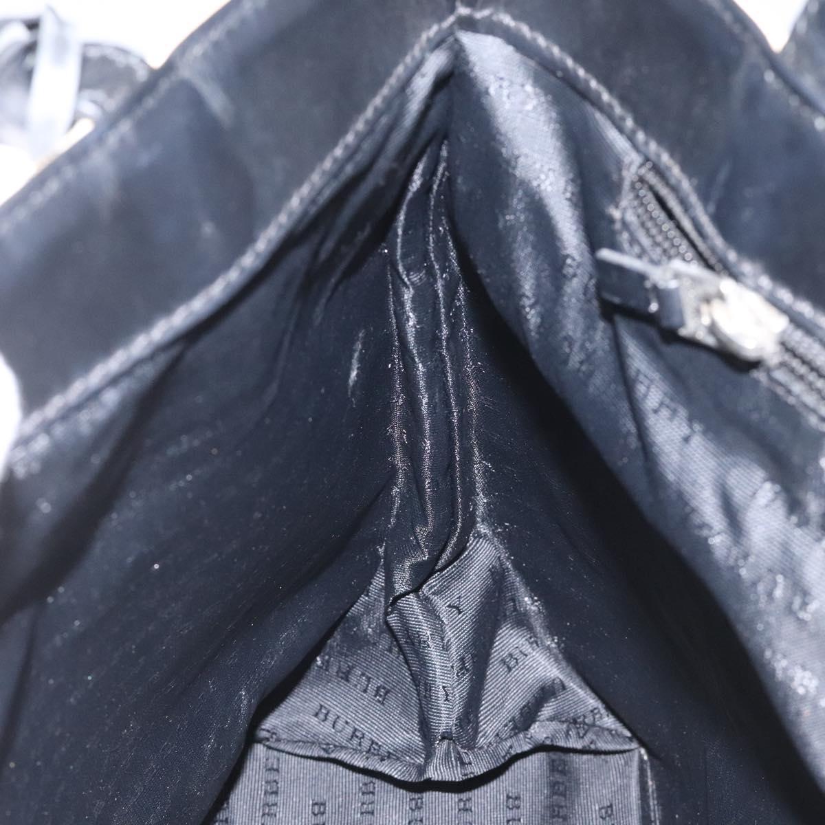 BURBERRY Nova Check Hand Bag PVC Beige Silver Auth 114766