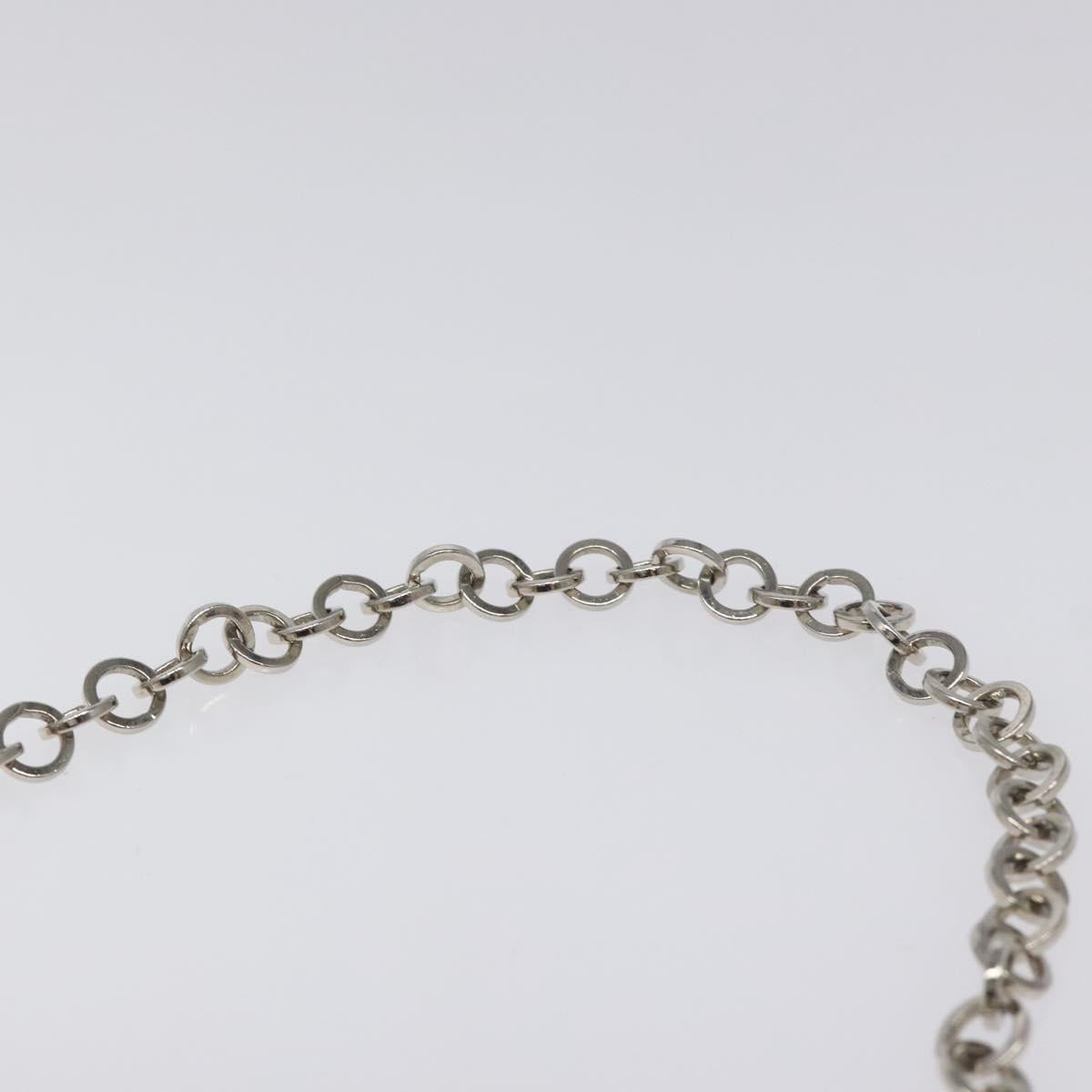 Salvatore Ferragamo Gancini Chain Shoulder Bag Satin Beige Silver Auth 114785