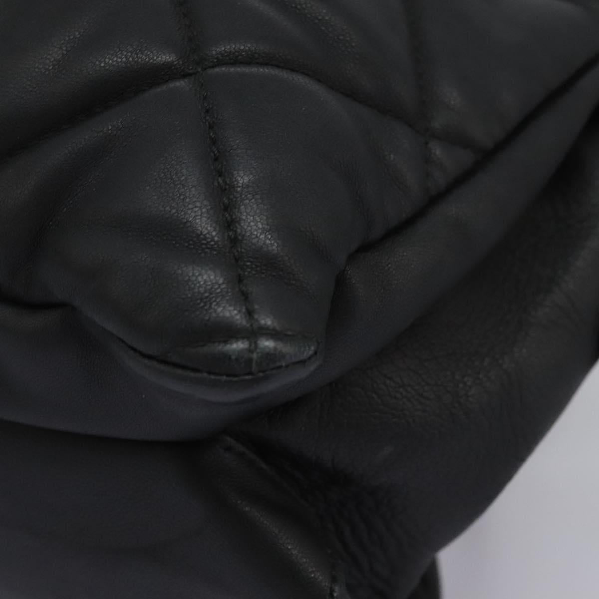 Salvatore Ferragamo Vara Quilted Chain Bag Leather Black Gold Auth 114789