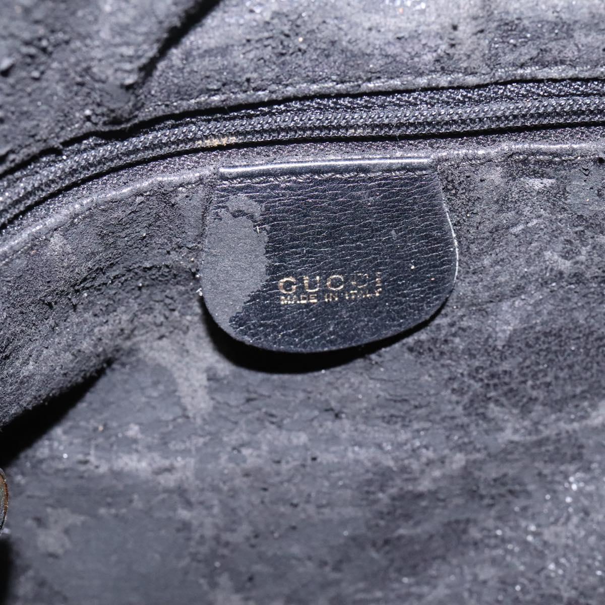 GUCCI Bamboo Hand Bag Leather 2way Black Gold 001 1781 1577 Auth 114799