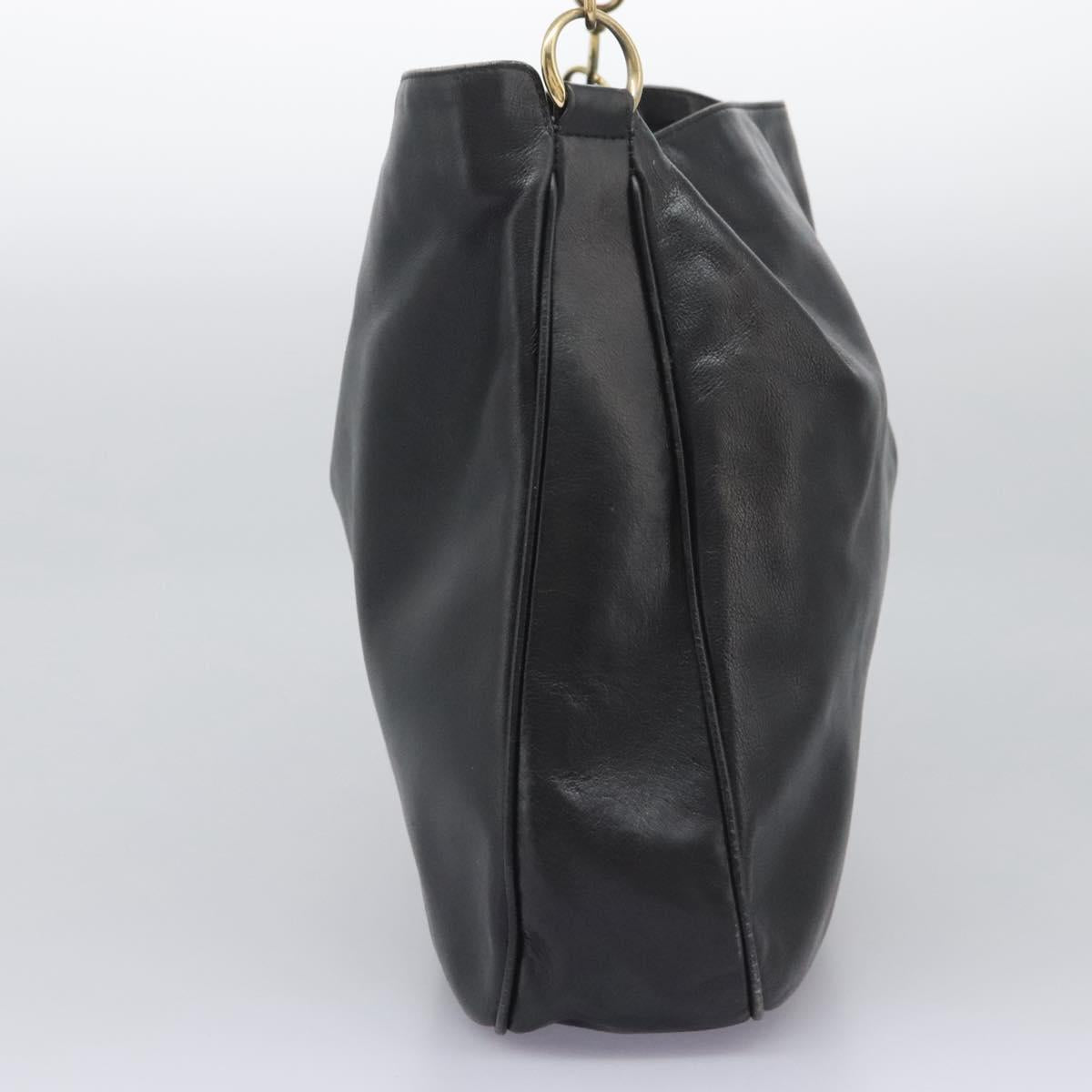 GUCCI Bamboo Hand Bag Leather 2way Black Gold 001 1781 1577 Auth 114799
