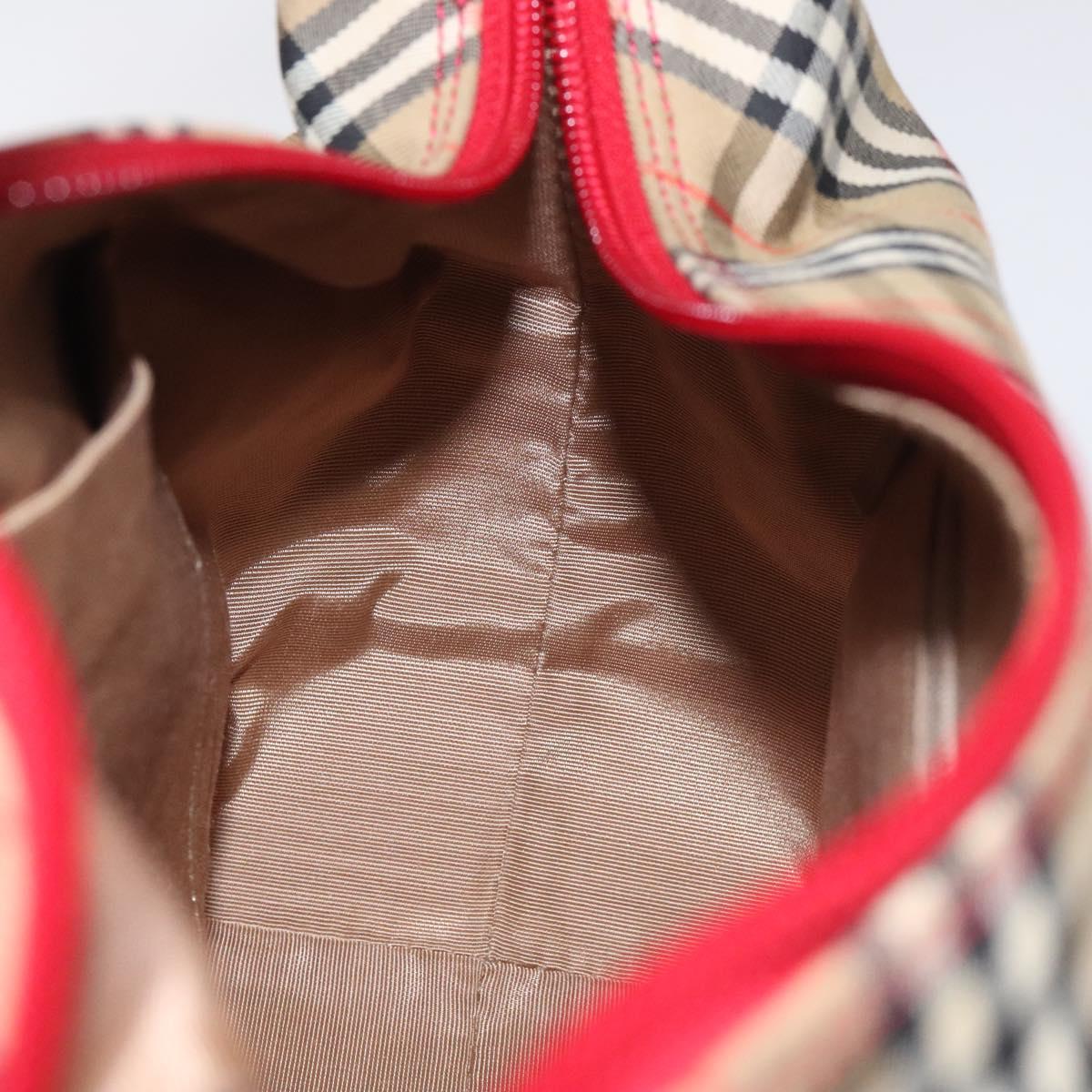 Burberrys Nova Check Shoulder Bag Canvas Beige Red Auth 114822