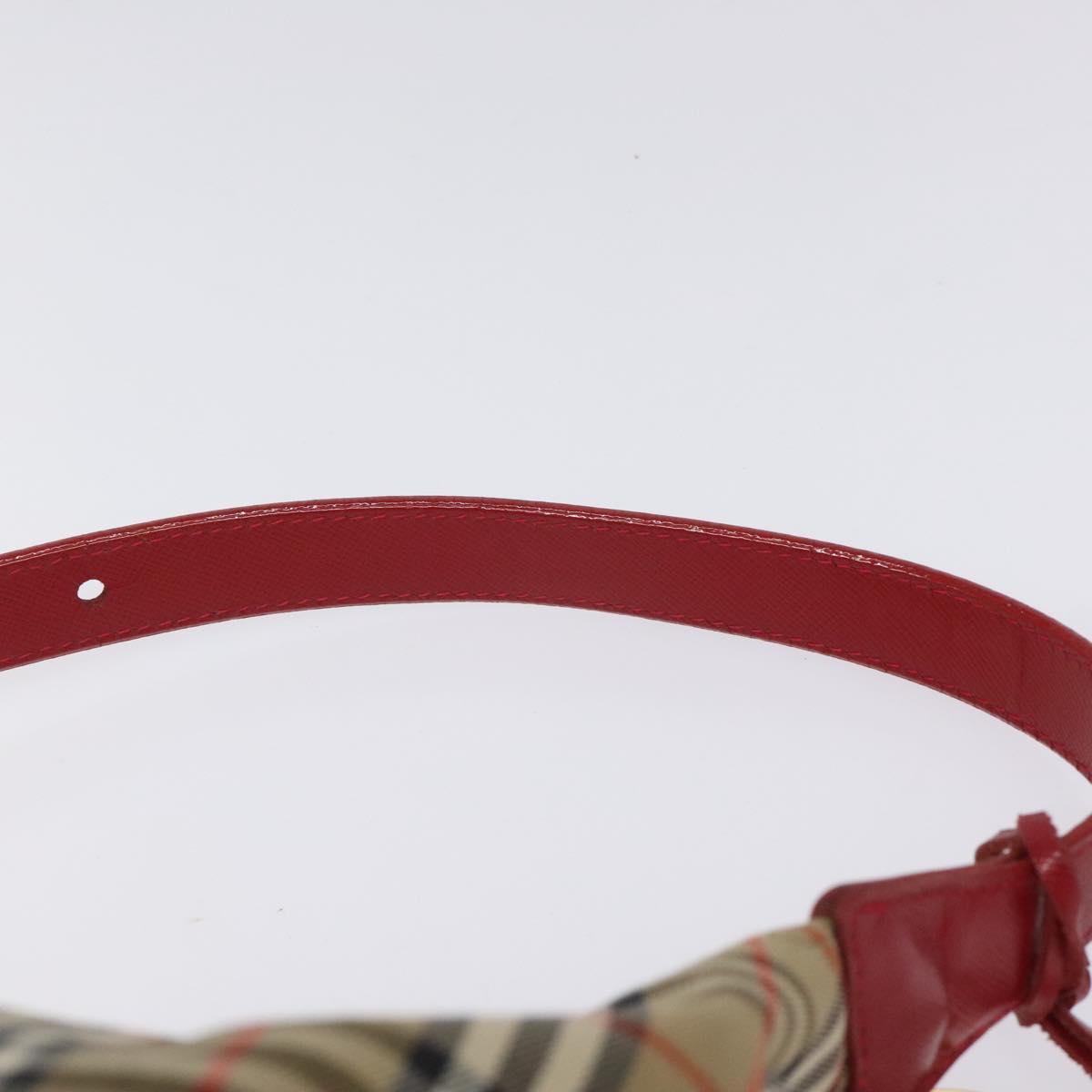 Burberrys Nova Check Shoulder Bag Canvas Beige Red Auth 114822