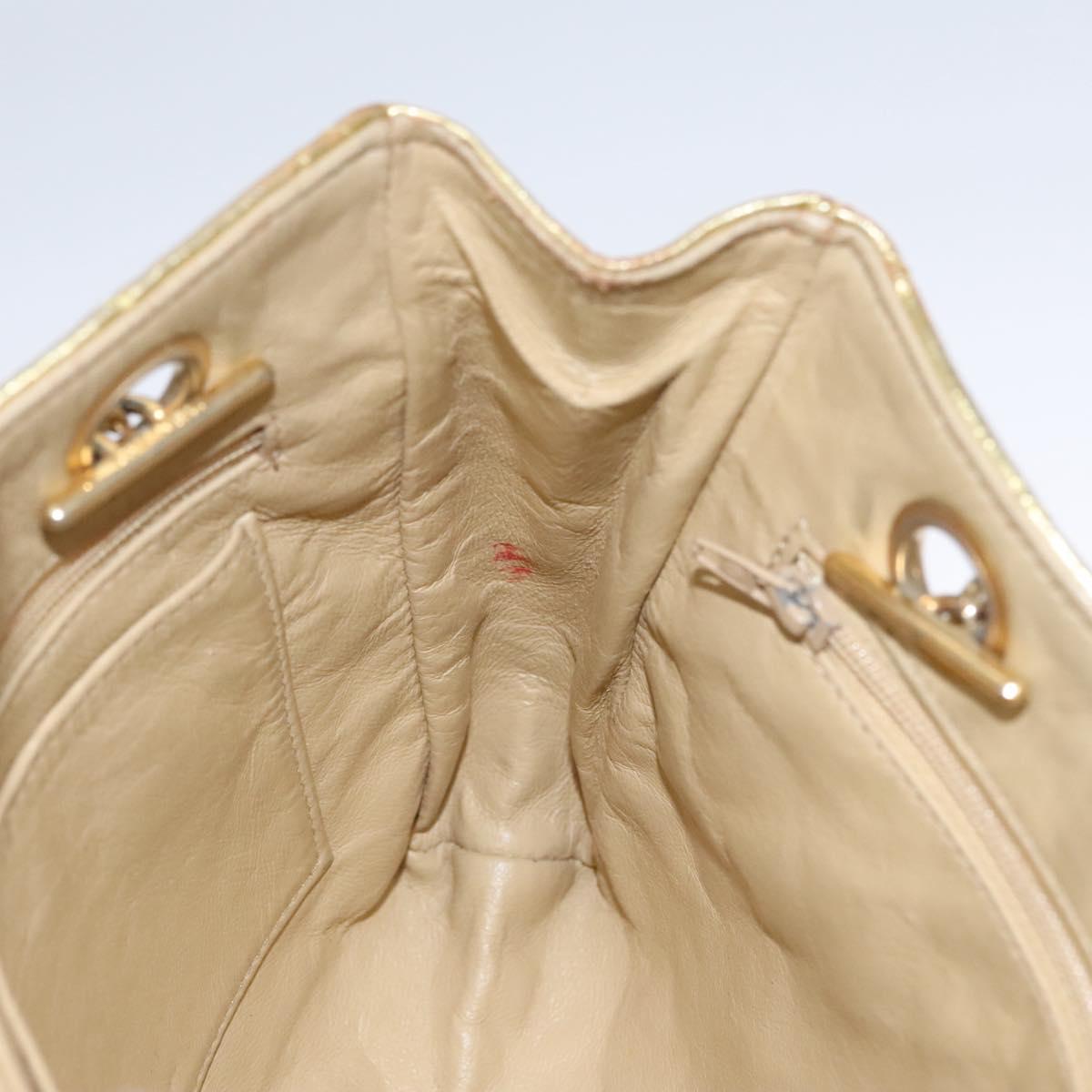 CHANEL Chain Shoulder Bag Leather Gold CC Auth 114863