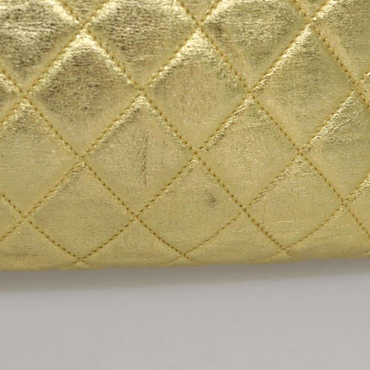 CHANEL Chain Shoulder Bag Leather Gold CC Auth 114863