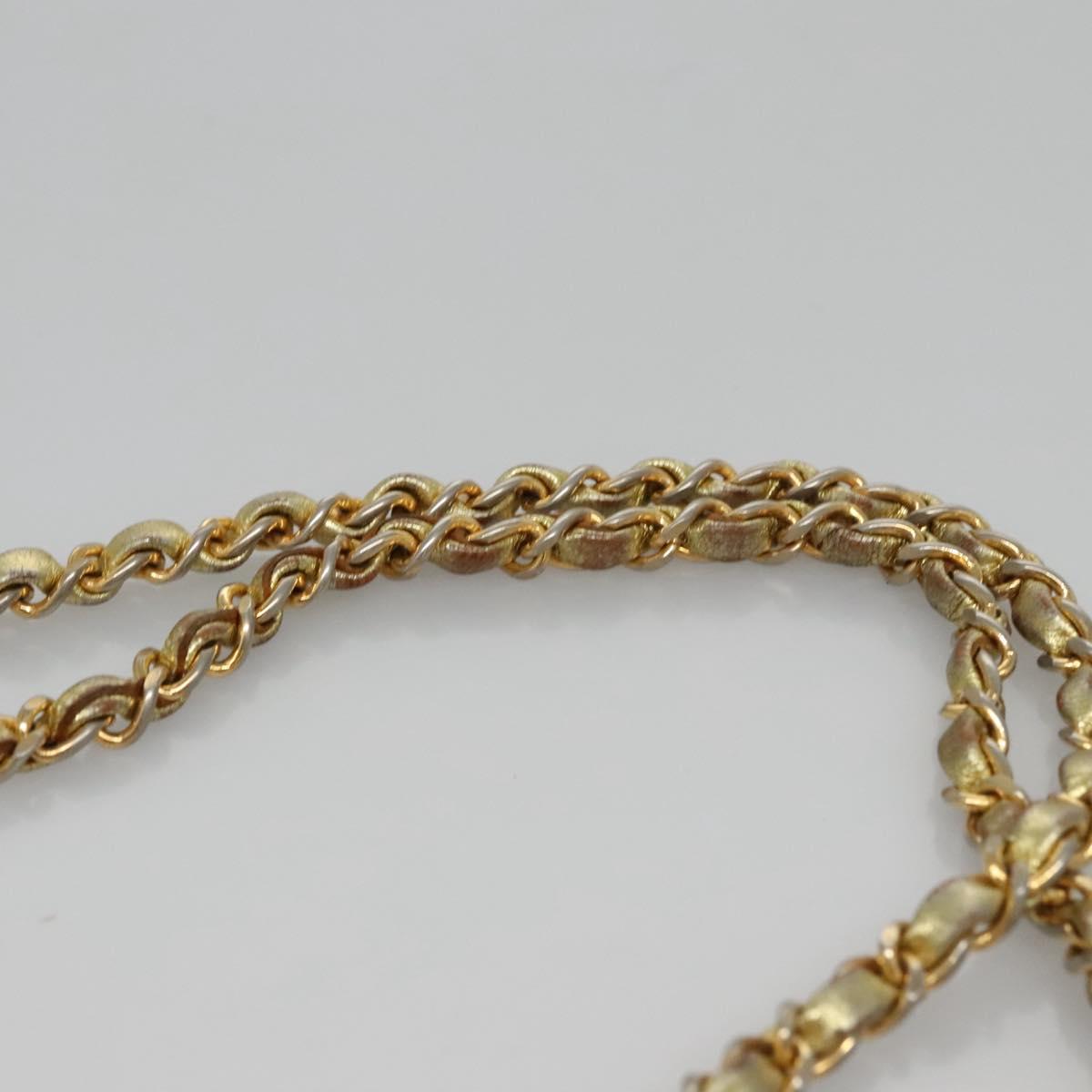 CHANEL Chain Shoulder Bag Leather Gold CC Auth 114863