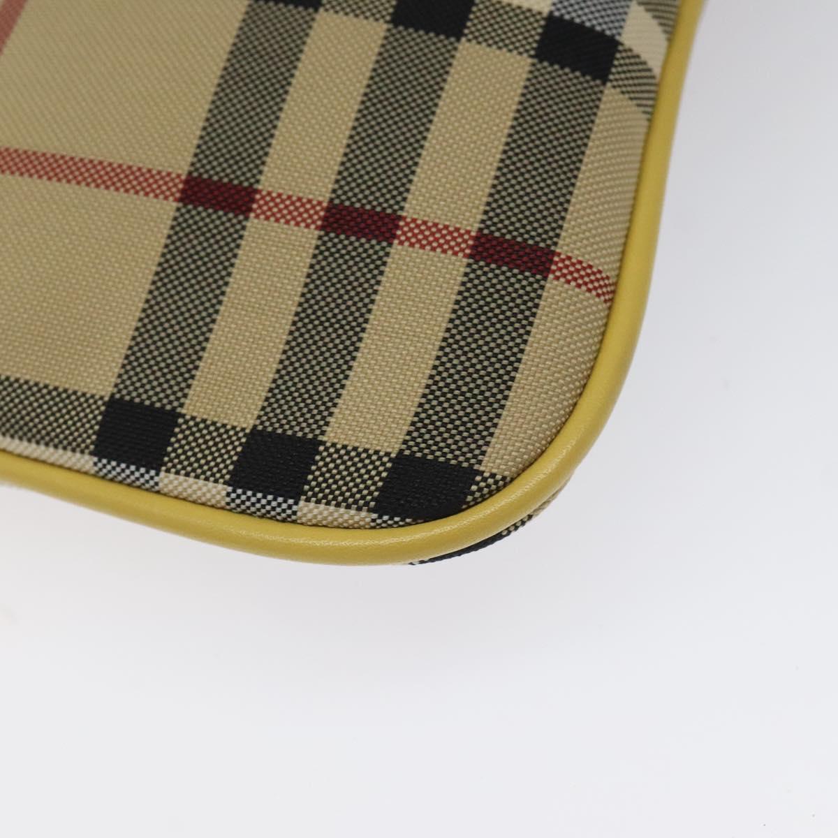 BURBERRY Nova Check Shoulder Bag Canvas Beige Gold Auth 114865