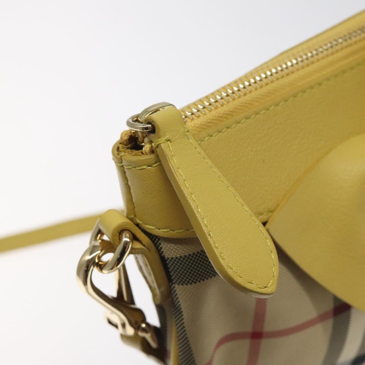BURBERRY Nova Check Shoulder Bag Canvas Beige Gold Auth 114865
