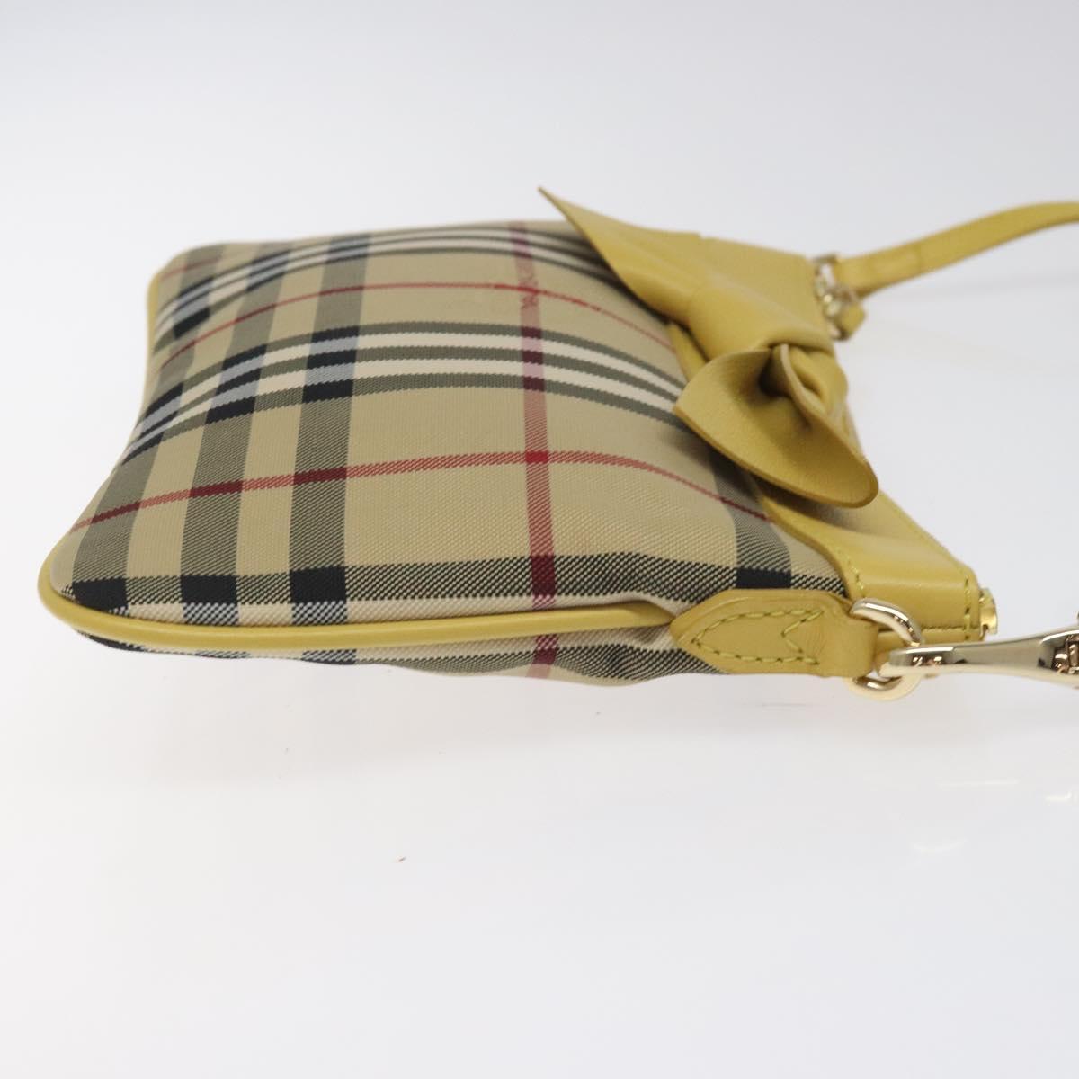 BURBERRY Nova Check Shoulder Bag Canvas Beige Gold Auth 114865