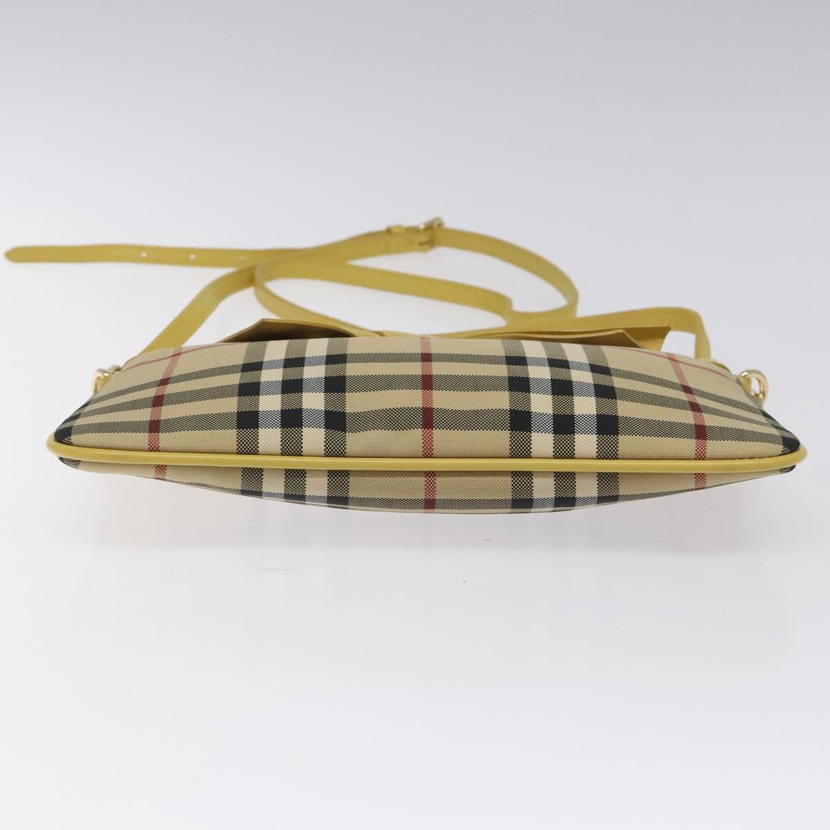 BURBERRY Nova Check Shoulder Bag Canvas Beige Gold Auth 114865