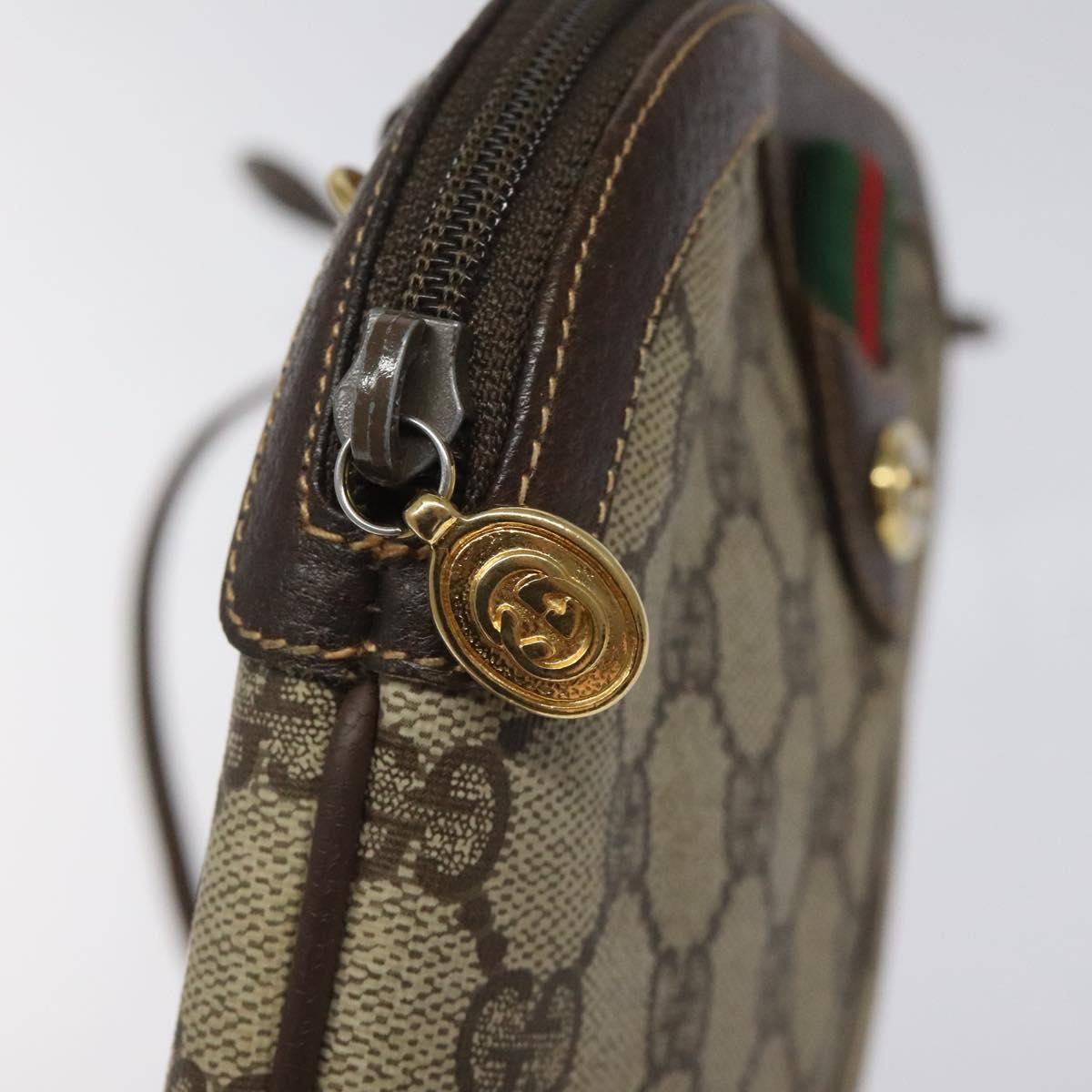 GUCCI GG Supreme Web Sherry Line Bag PVC Beige Gold Red 904 02 047 Auth 114872