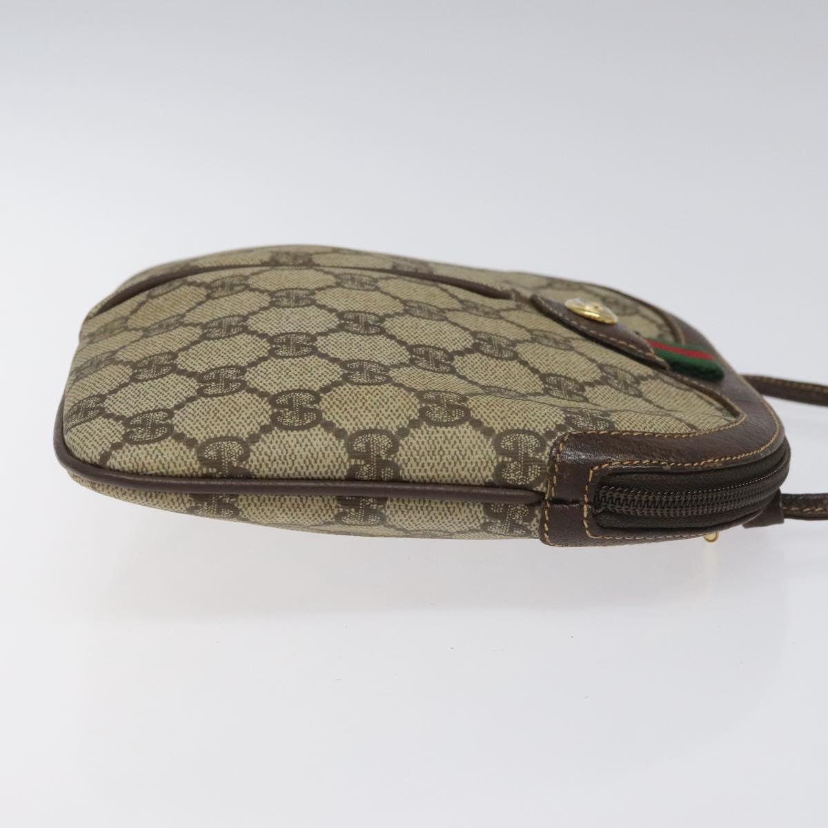 GUCCI GG Supreme Web Sherry Line Bag PVC Beige Gold Red 904 02 047 Auth 114872