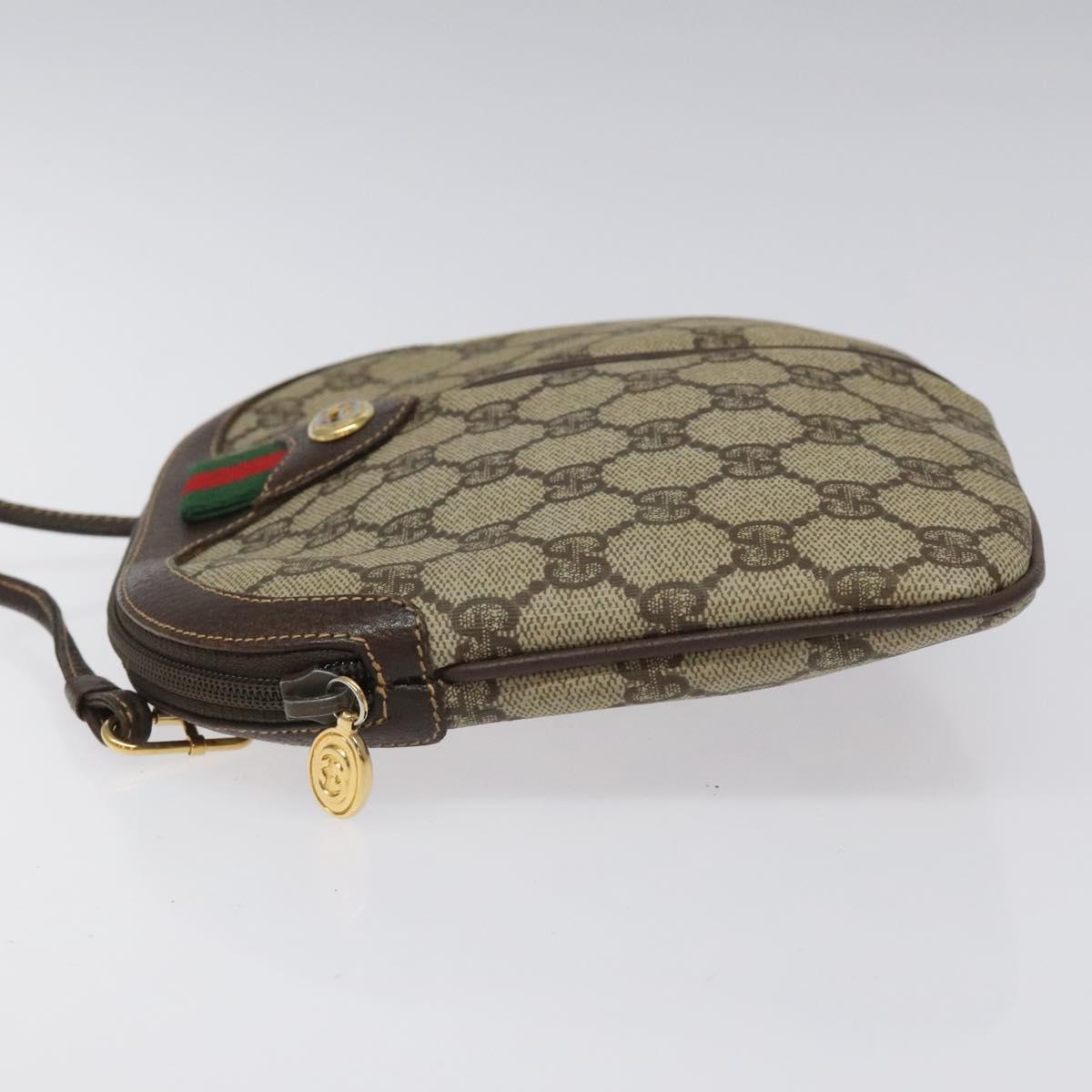 GUCCI GG Supreme Web Sherry Line Bag PVC Beige Gold Red 904 02 047 Auth 114872