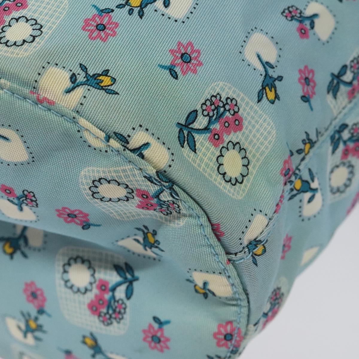 Miu Miu Pouch Nylon Light Blue Silver Auth 114880