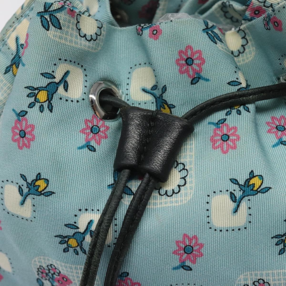 Miu Miu Pouch Nylon Light Blue Silver Auth 114880