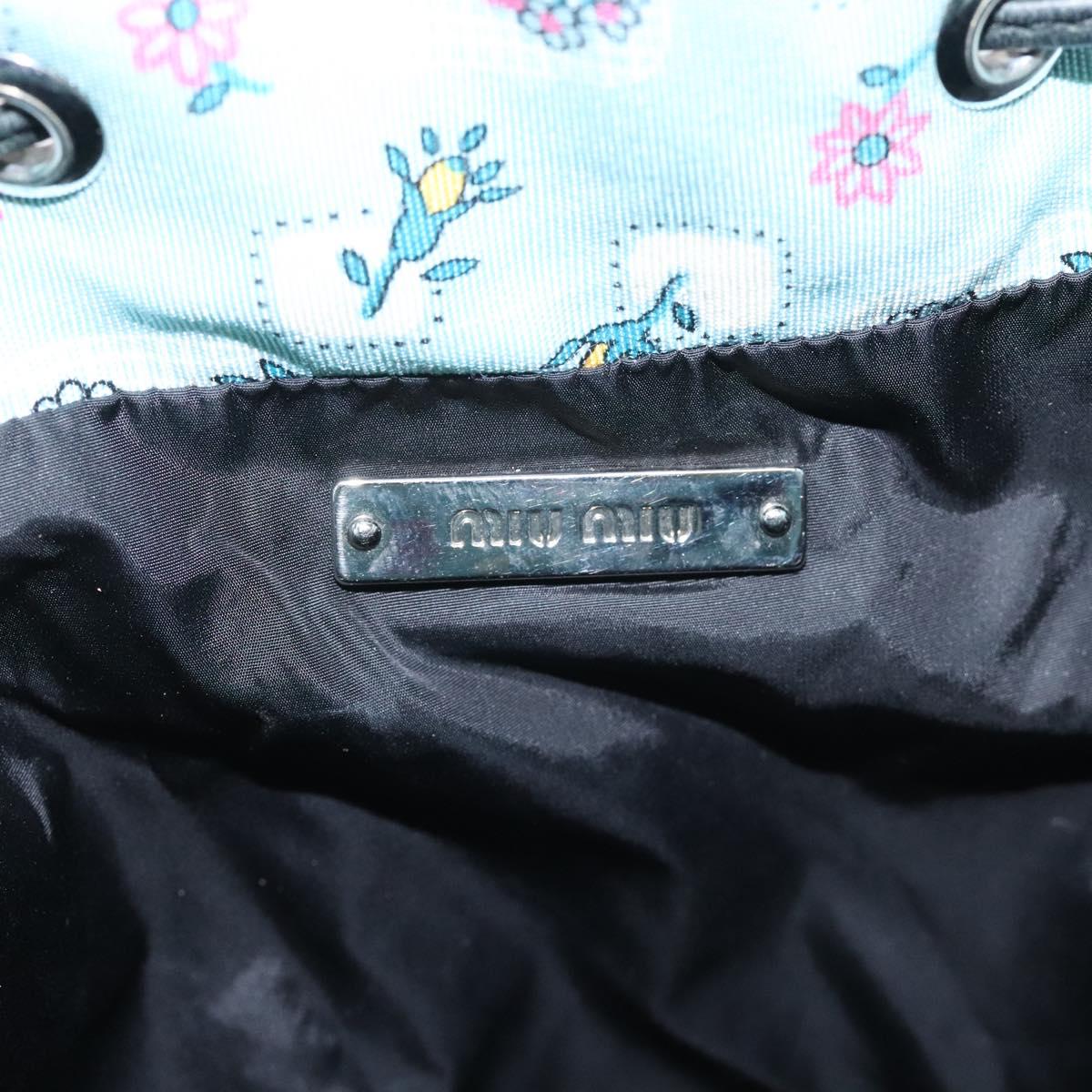 Miu Miu Pouch Nylon Light Blue Silver Auth 114880
