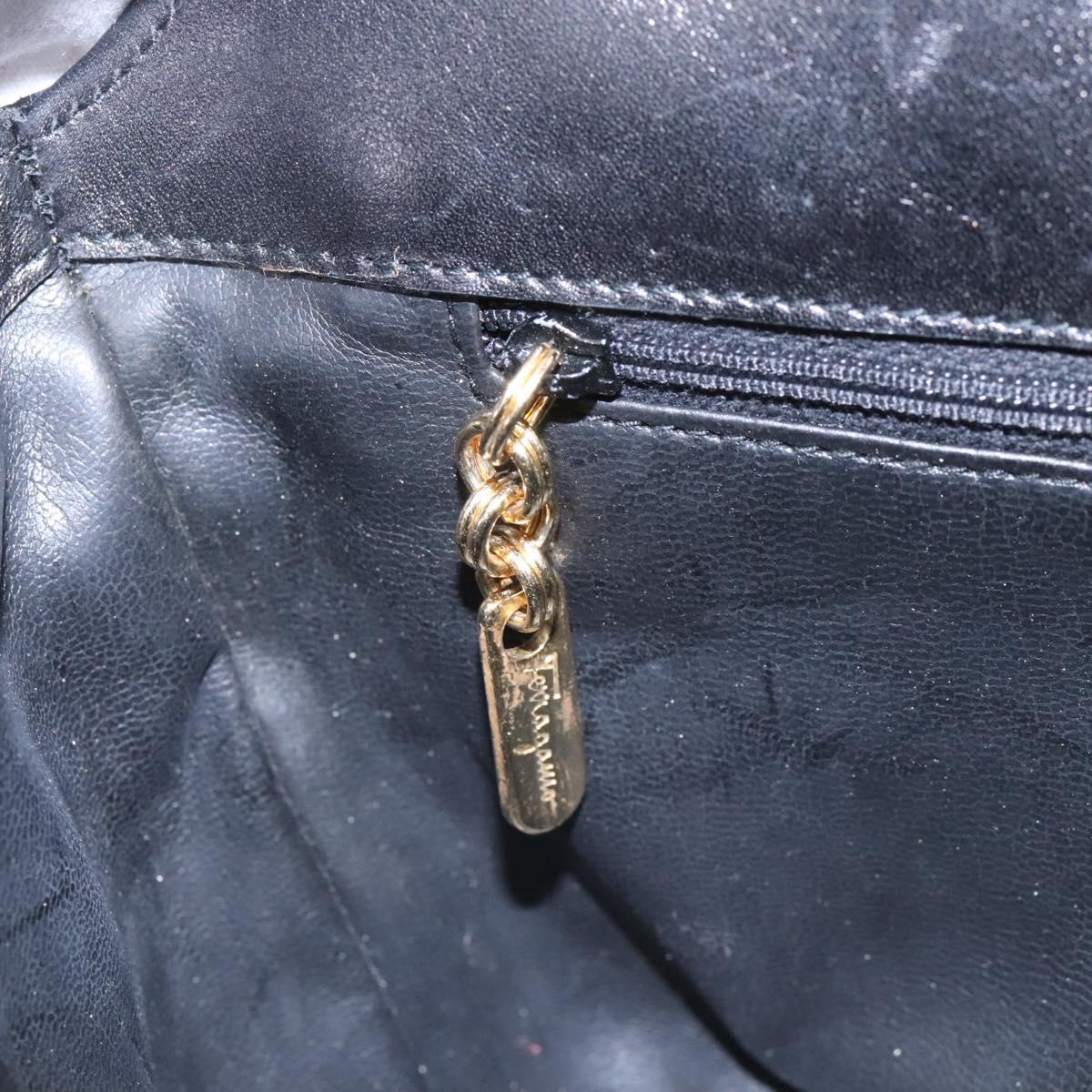 Salvatore Ferragamo Shoulder Bag Leather Black Gold Auth 114930