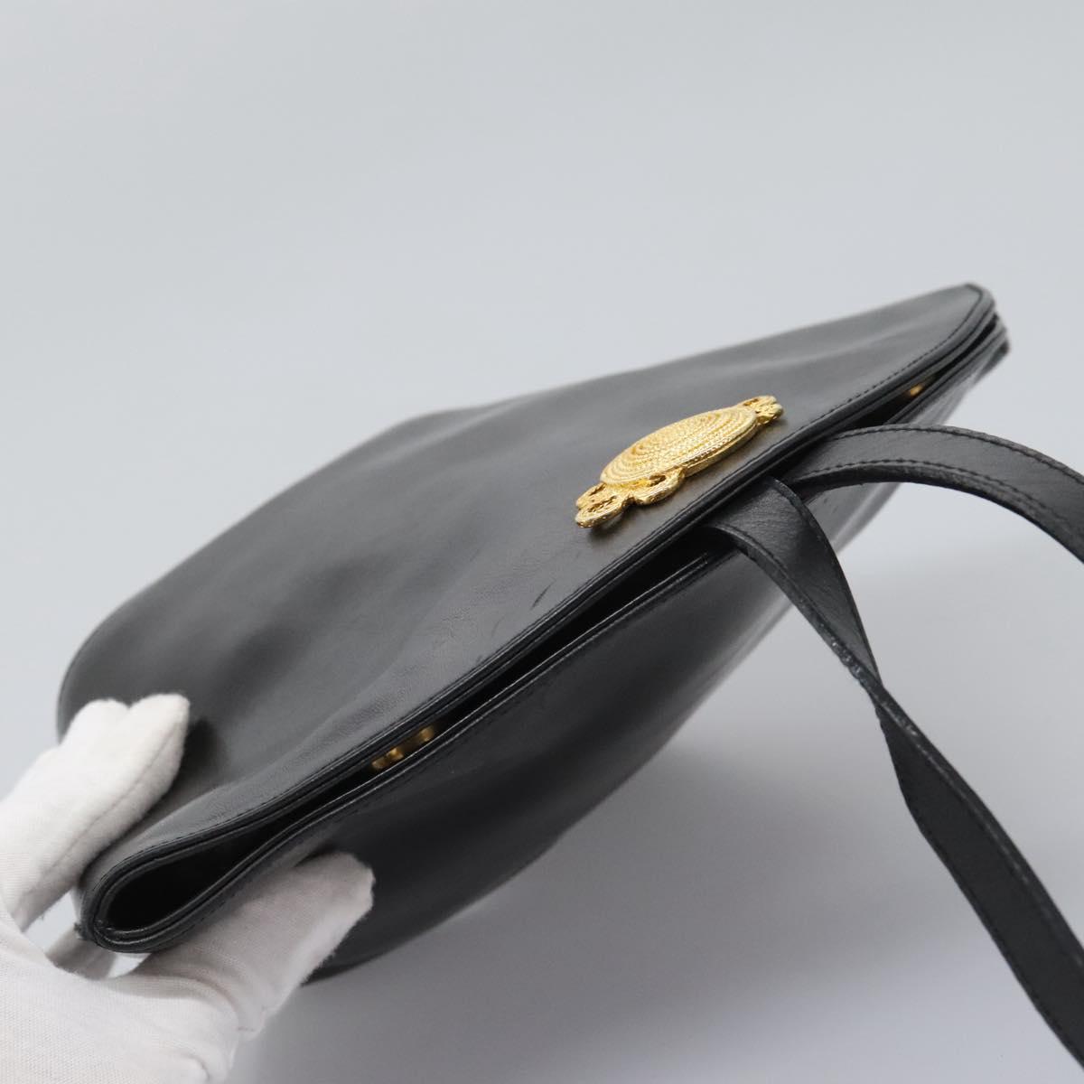 Salvatore Ferragamo Shoulder Bag Leather Black Gold Auth 114930