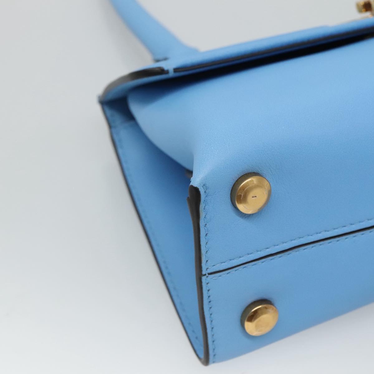 Salvatore Ferragamo Gancini Shoulder Bag Leather Blue Gold Auth 114931V