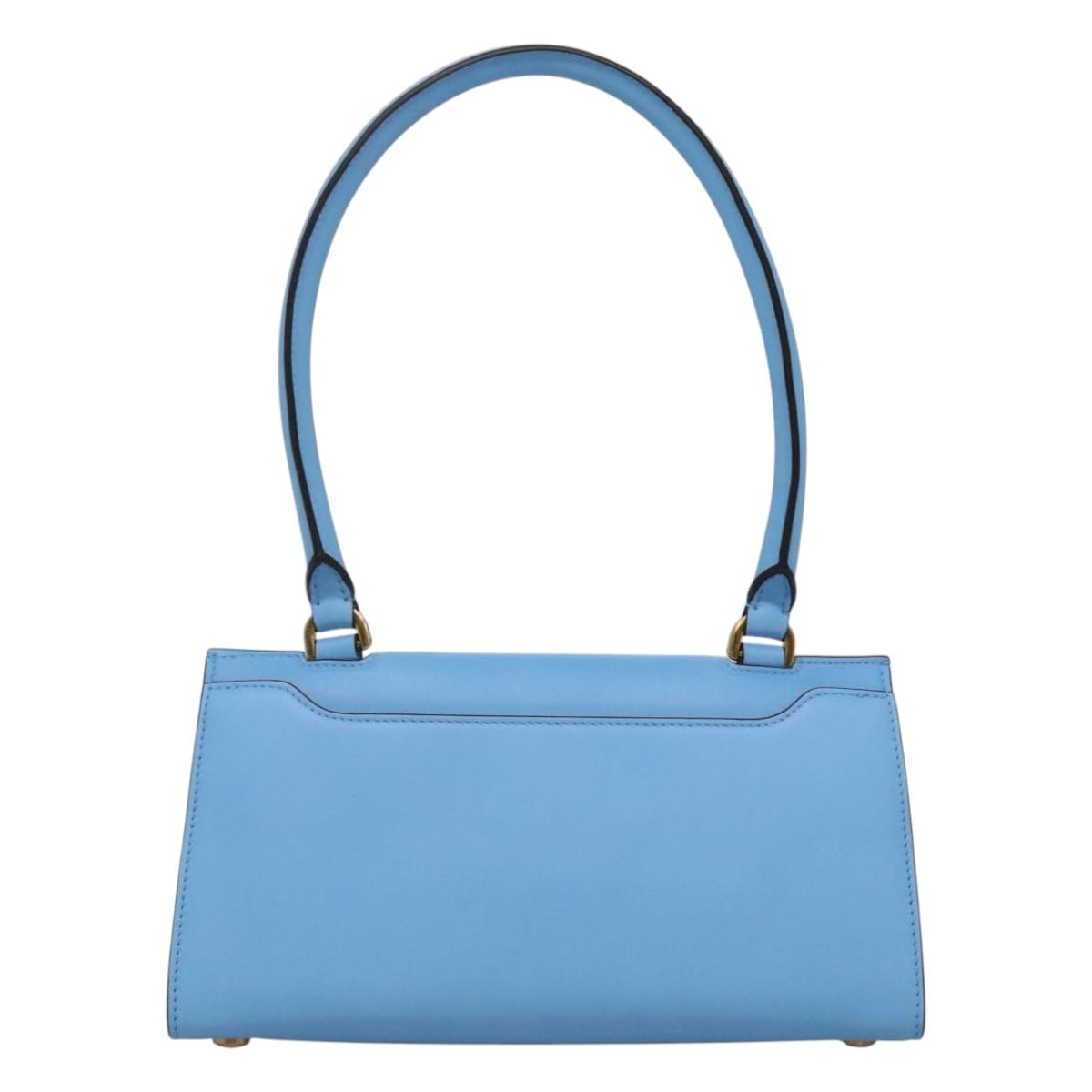 Salvatore Ferragamo Gancini Shoulder Bag Leather Blue Gold Auth 114931V