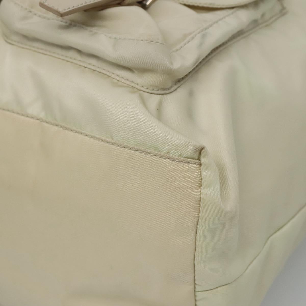 PRADA Tote Bag Nylon Ivory Silver Auth 114933