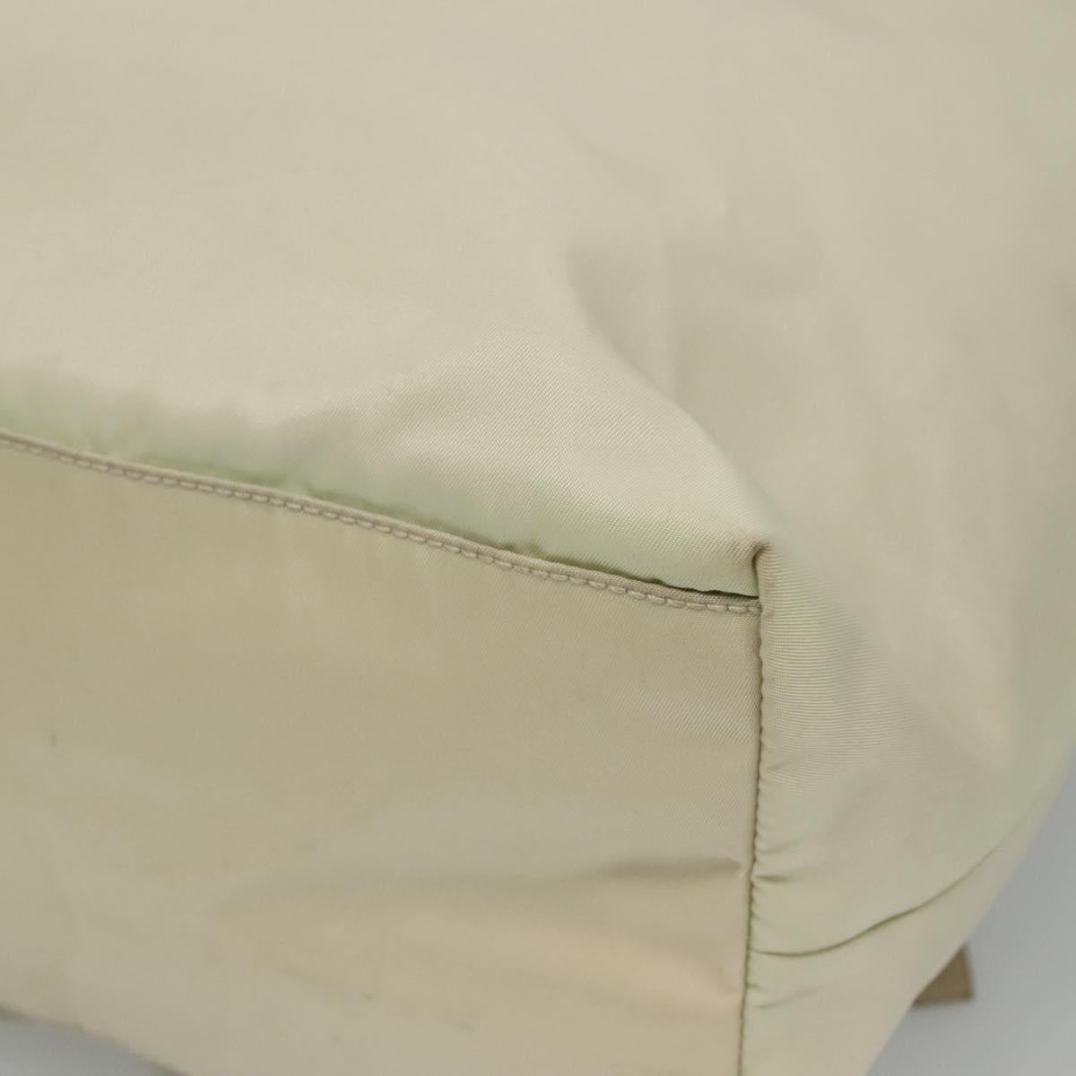PRADA Tote Bag Nylon Ivory Silver Auth 114933