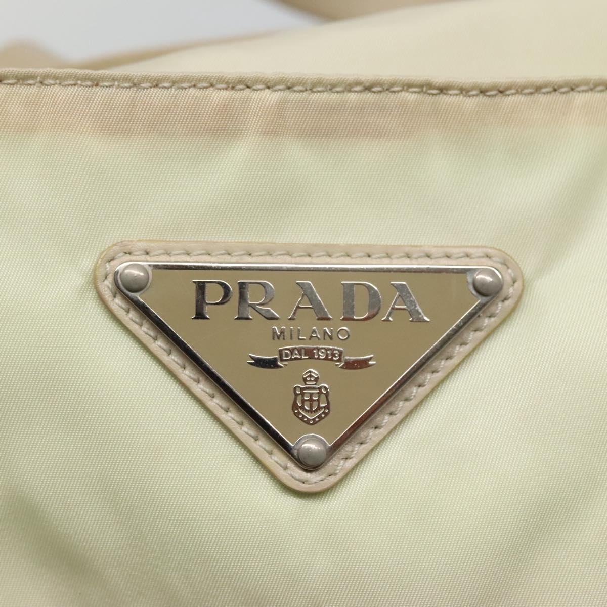 PRADA Tote Bag Nylon Ivory Silver Auth 114933
